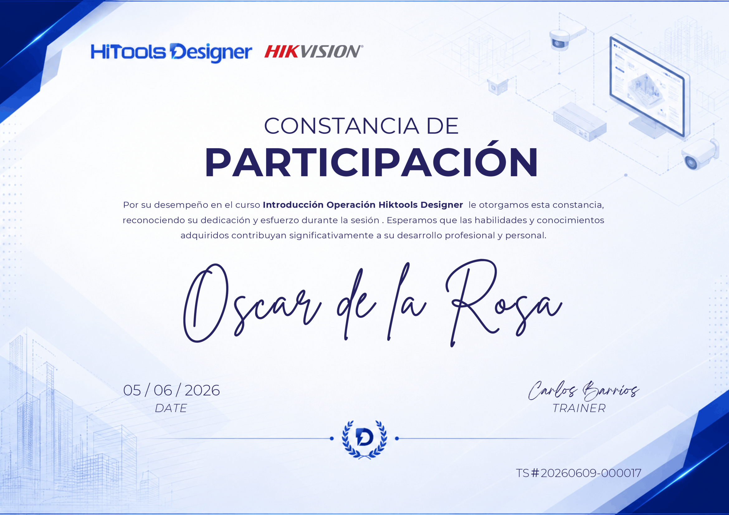 Certificación Oscar HiTools